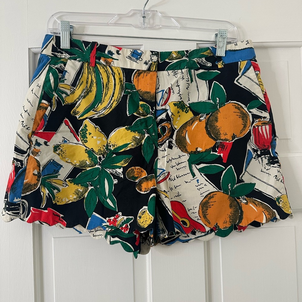 J. Crew High Waist Fruit Print Shorts - Black and Multicolor